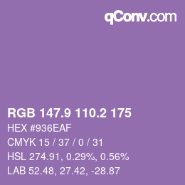 Color code: RGB 147.9 110.2 175 | qconv.com