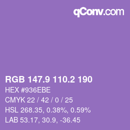 カラーコード: RGB 147.9 110.2 190 | qconv.com