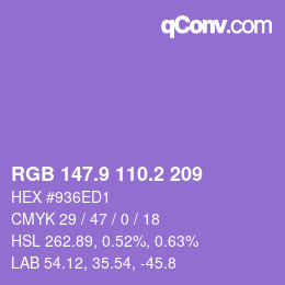 カラーコード: RGB 147.9 110.2 209 | qconv.com