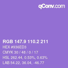 カラーコード: RGB 147.9 110.2 211 | qconv.com