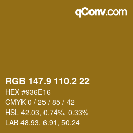 Color code: RGB 147.9 110.2 22 | qconv.com