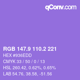 カラーコード: RGB 147.9 110.2 221 | qconv.com