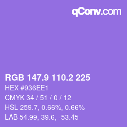 カラーコード: RGB 147.9 110.2 225 | qconv.com