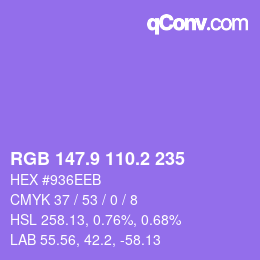 カラーコード: RGB 147.9 110.2 235 | qconv.com