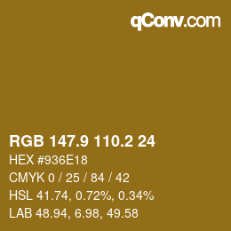 Farbcode: RGB 147.9 110.2 24 | qconv.com