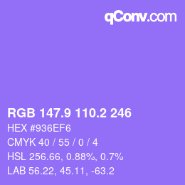 カラーコード: RGB 147.9 110.2 246 | qconv.com