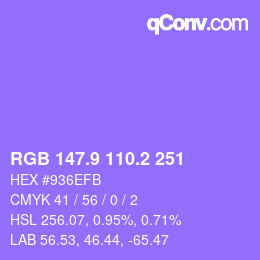 カラーコード: RGB 147.9 110.2 251 | qconv.com