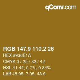カラーコード: RGB 147.9 110.2 26 | qconv.com