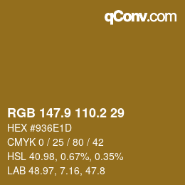 Color code: RGB 147.9 110.2 29 | qconv.com
