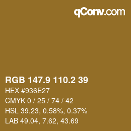 Color code: RGB 147.9 110.2 39 | qconv.com