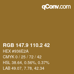 カラーコード: RGB 147.9 110.2 42 | qconv.com