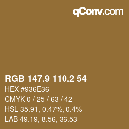Color code: RGB 147.9 110.2 54 | qconv.com