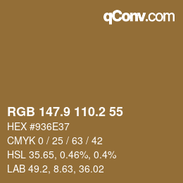 Color code: RGB 147.9 110.2 55 | qconv.com