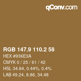 Color code: RGB 147.9 110.2 58 | qconv.com