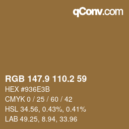 Color code: RGB 147.9 110.2 59 | qconv.com
