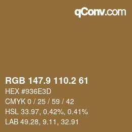 Color code: RGB 147.9 110.2 61 | qconv.com