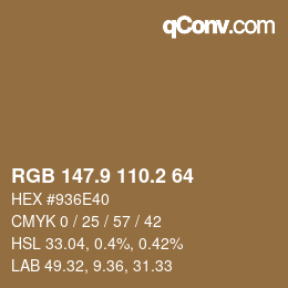 カラーコード: RGB 147.9 110.2 64 | qconv.com