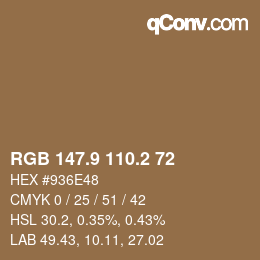 Color code: RGB 147.9 110.2 72 | qconv.com