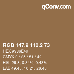 Color code: RGB 147.9 110.2 73 | qconv.com