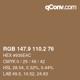Color code: RGB 147.9 110.2 76 | qconv.com