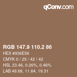 Color code: RGB 147.9 110.2 86 | qconv.com