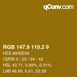Farbcode: RGB 147.9 110.2 9 | qconv.com