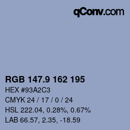 カラーコード: RGB 147.9 162 195 | qconv.com