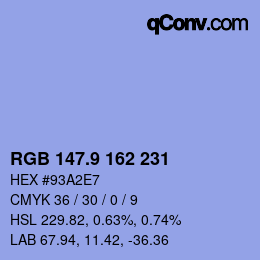 カラーコード: RGB 147.9 162 231 | qconv.com