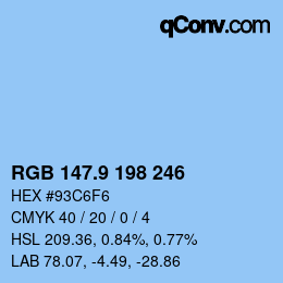 カラーコード: RGB 147.9 198 246 | qconv.com