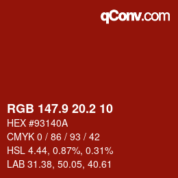 Farbcode: RGB 147.9 20.2 10 | qconv.com