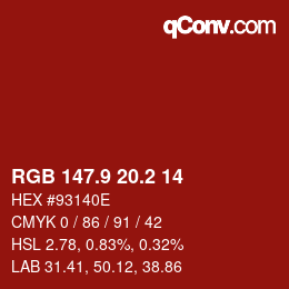 Color code: RGB 147.9 20.2 14 | qconv.com