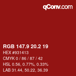 Color code: RGB 147.9 20.2 19 | qconv.com