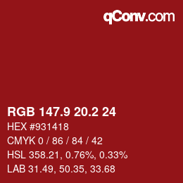 Color code: RGB 147.9 20.2 24 | qconv.com