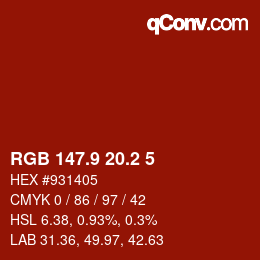 Color code: RGB 147.9 20.2 5 | qconv.com