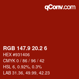 カラーコード: RGB 147.9 20.2 6 | qconv.com