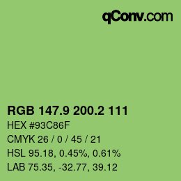 カラーコード: RGB 147.9 200.2 111 | qconv.com