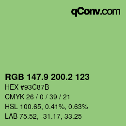 カラーコード: RGB 147.9 200.2 123 | qconv.com