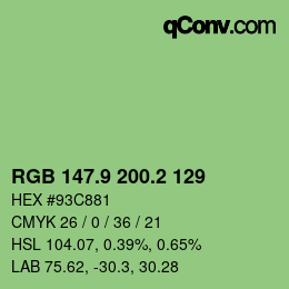 カラーコード: RGB 147.9 200.2 129 | qconv.com