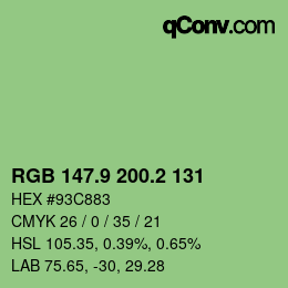 カラーコード: RGB 147.9 200.2 131 | qconv.com