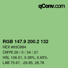 カラーコード: RGB 147.9 200.2 132 | qconv.com