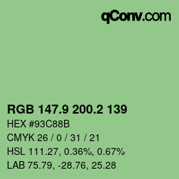 カラーコード: RGB 147.9 200.2 139 | qconv.com