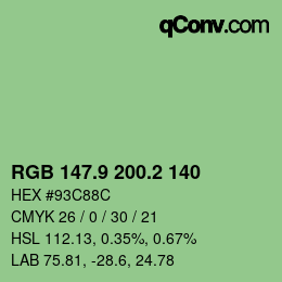カラーコード: RGB 147.9 200.2 140 | qconv.com