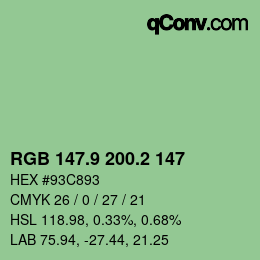 カラーコード: RGB 147.9 200.2 147 | qconv.com