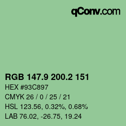 カラーコード: RGB 147.9 200.2 151 | qconv.com
