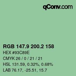 Color code: RGB 147.9 200.2 158 | qconv.com