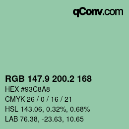 Color code: RGB 147.9 200.2 168 | qconv.com