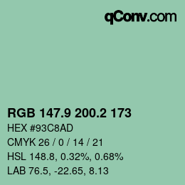 Color code: RGB 147.9 200.2 173 | qconv.com