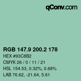 Color code: RGB 147.9 200.2 178 | qconv.com