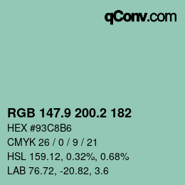 Farbcode: RGB 147.9 200.2 182 | qconv.com