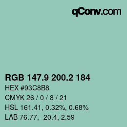 カラーコード: RGB 147.9 200.2 184 | qconv.com
